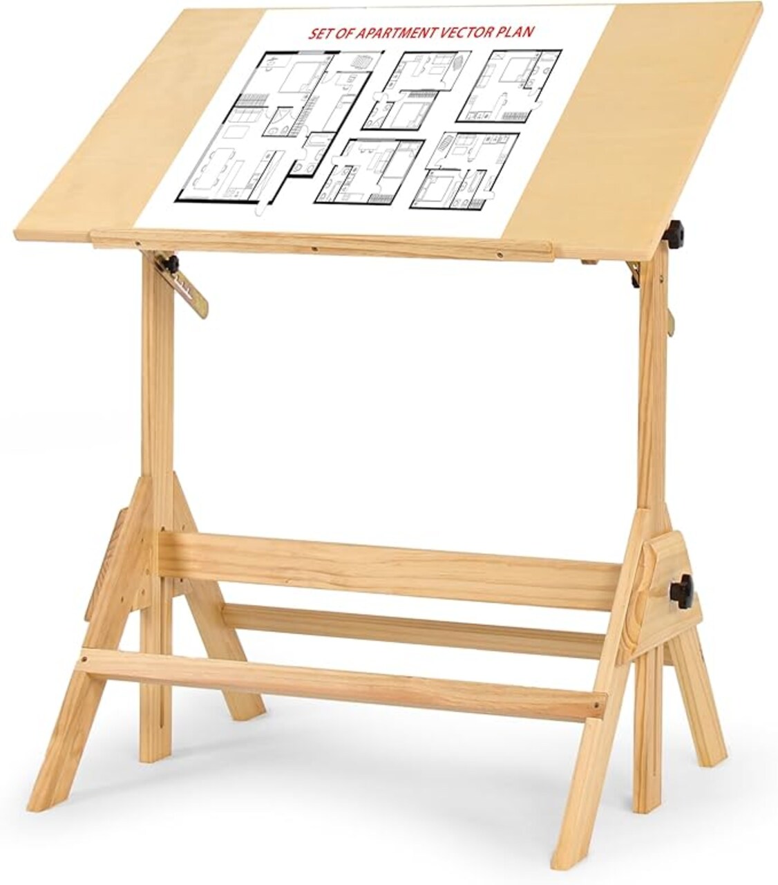 ARTIFY Extra Large Wood Drafting Table, Artist Drawing Table with Height Adjustable, Tilting Enlarge Tabletop, Studio Painting Table & Art Craft Desk for Writing, Nature